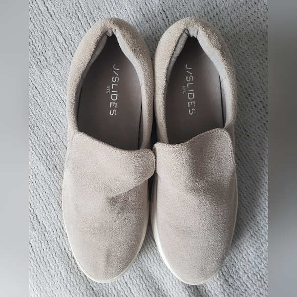 J/Slides Aileen Gray Suede Chunky Platform Slip-on Shoes sz 8.5 - Picture 4 of 9